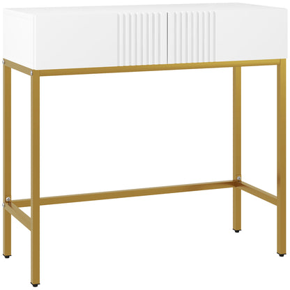 Console Table, Console Furniture, with 2 Drawers, Steel Frame, Entry Console, with Non-Slip Feet, for Entryway, Living Room, White