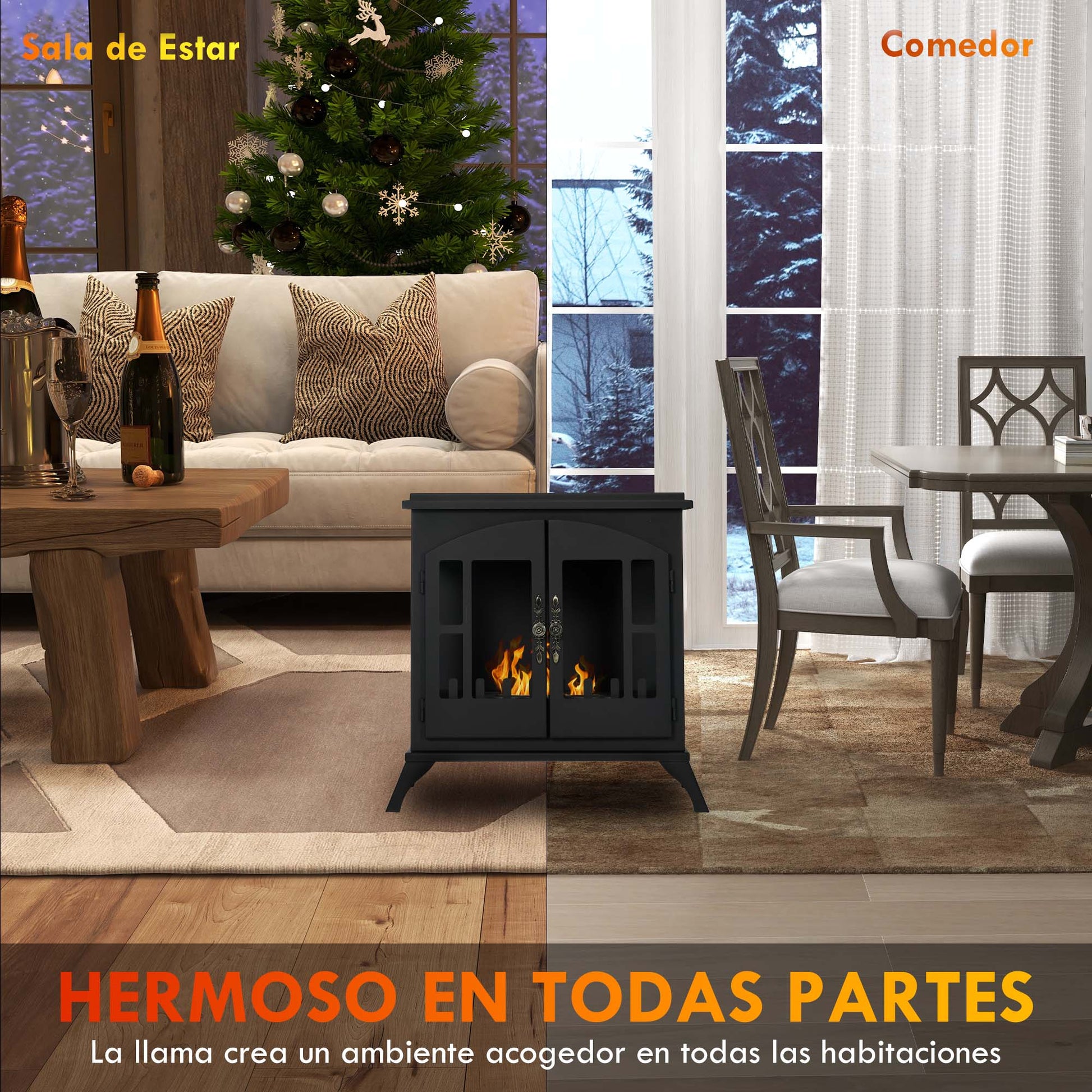 Bioethanol Fireplace Freestanding Bioethanol Stove with 0.9 L Stainless Steel Flame Extinguisher Combustion Time 3H for Indoors 20-25 m² 55x31x55 cm Black