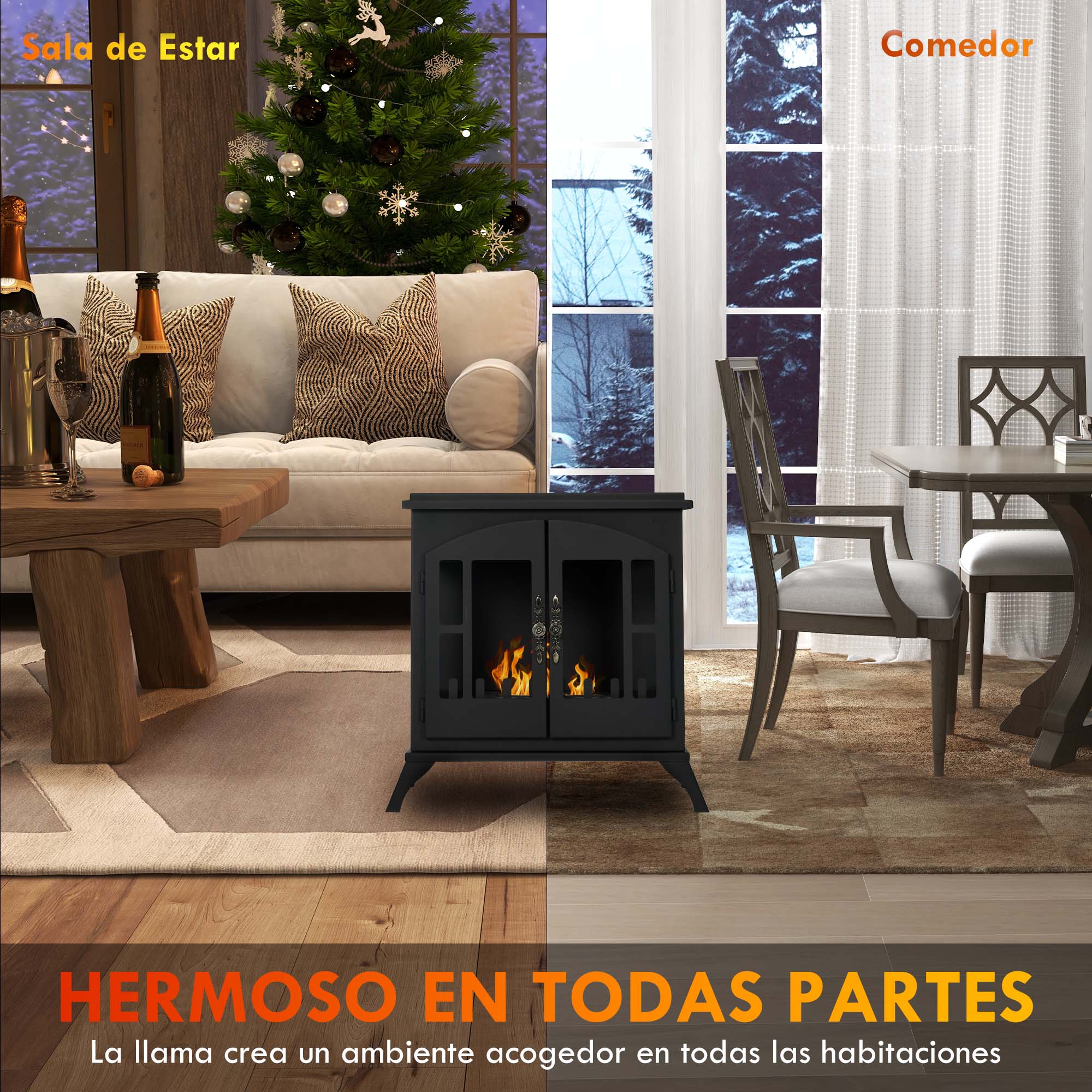 Bioethanol Fireplace Freestanding Bioethanol Stove with 0.9 L Stainless Steel Flame Extinguisher Combustion Time 3H for Indoors 20-25 m² 55x31x55 cm Black