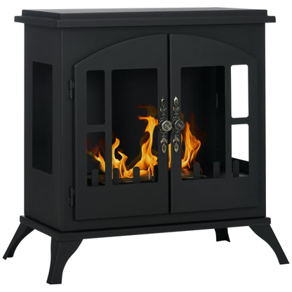 Bioethanol Fireplace Freestanding Bioethanol Stove with 0.9 L Stainless Steel Flame Extinguisher Combustion Time 3H for Indoors 20-25 m² 55x31x55 cm Black