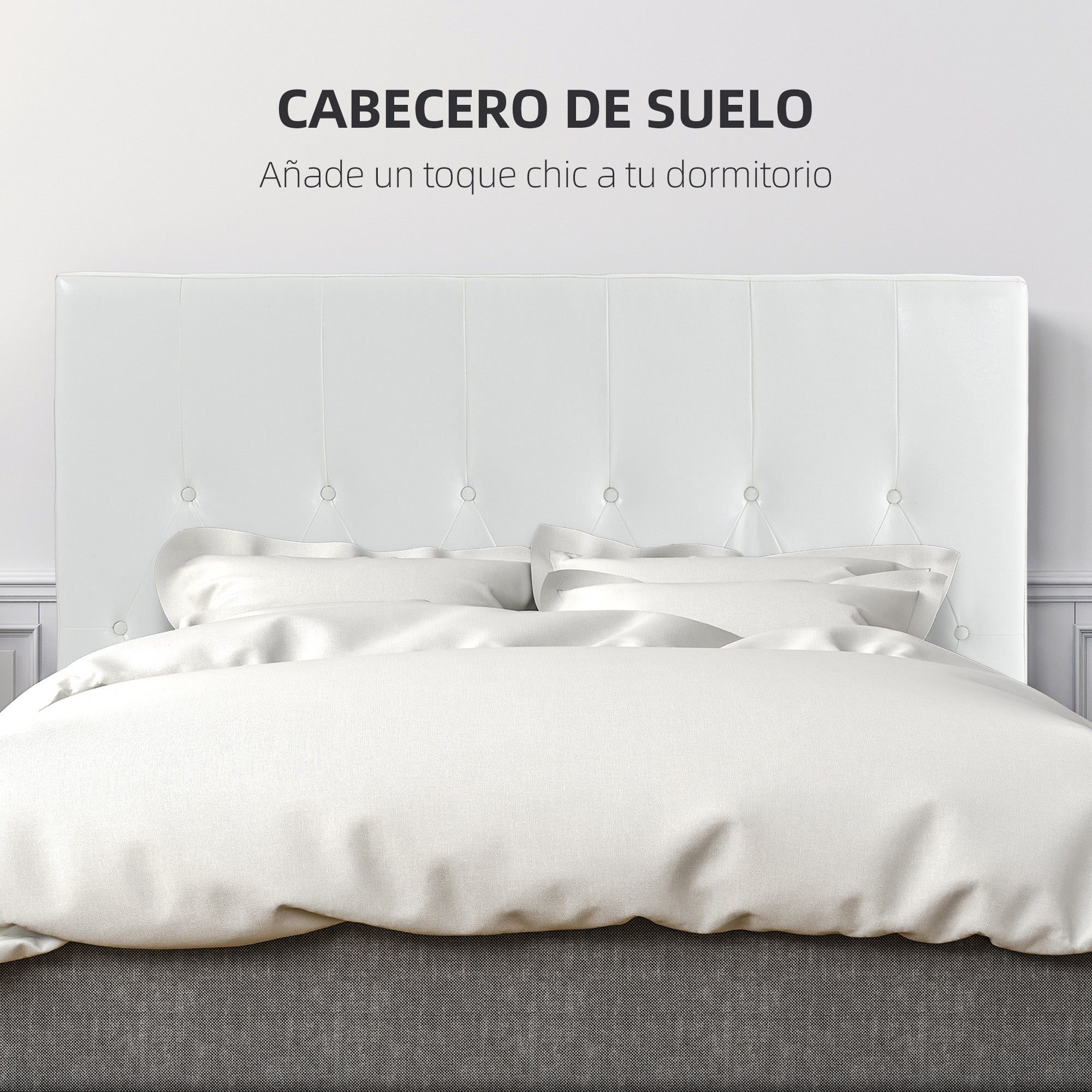160 cm Bed Headboard Upholstered in PU Leather 2 Ways to Use - Vertical or Wall-Mounted Headboard for Bedroom White