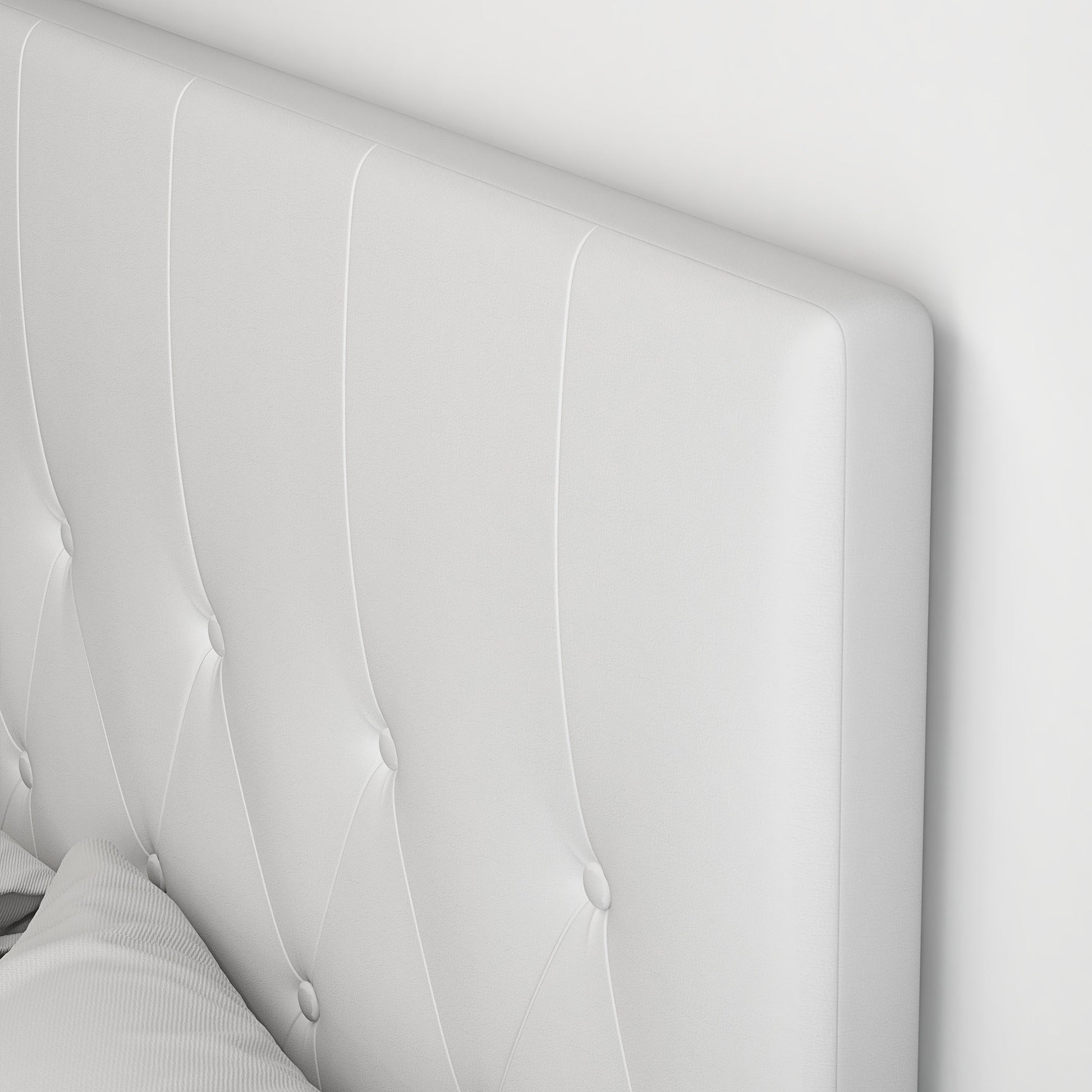 160 cm Bed Headboard Upholstered in PU Leather 2 Ways to Use - Vertical or Wall-Mounted Headboard for Bedroom White
