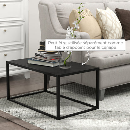 Set of 2 Modifiable Rectangular Nesting Coffee Tables Industrial Style Set of 2 Matte Black Steel Living Room Nesting Tables