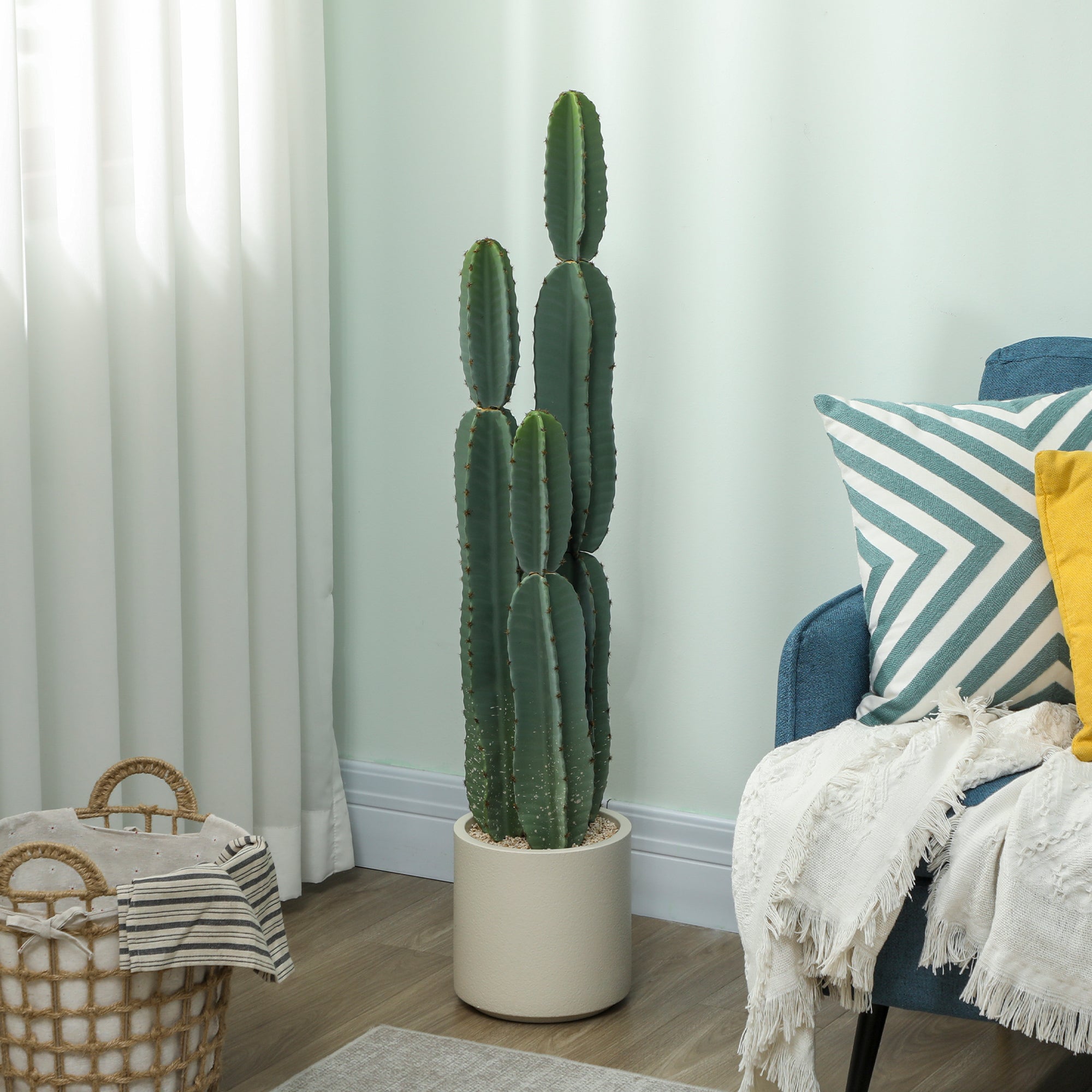 44 in (111 cm) Artificial Potted Cactus — Realistic Large Indoor Plant for Living Room, Bedroom, Office, Patio