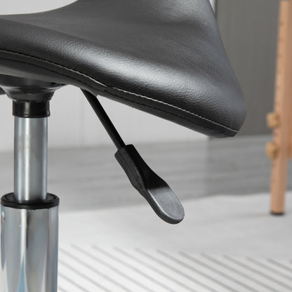 Stool with 5 Wheels, Height Adjustable Stool, Padded Ergonomic Foam Seat, Modern and Versatile Design, 36.5x37.5x51-66 cm, Black