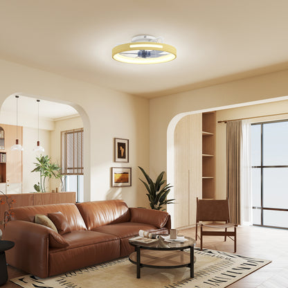 19.3 in LED Ceiling Fan with Light, 40W, Reversible DC Motor, Quiet Operation, Remote Control, 6 Speeds, 3 Color Temps, Timer — Natural Wood Finish