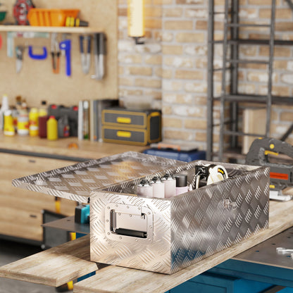 Tool Box 76 x 33 x 25 cm Toolbox Coupling Box Transport Box Aluminum Box Aluminum Case Aluminum Silver