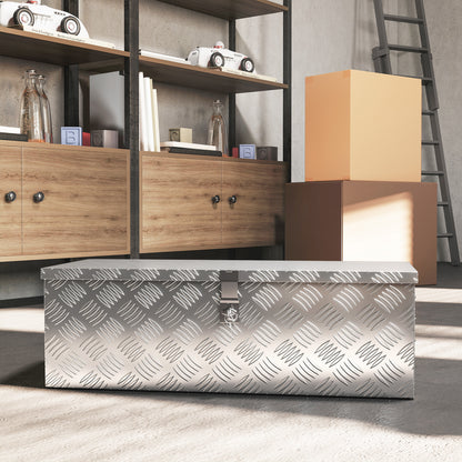 Tool Box 76 x 33 x 25 cm Toolbox Coupling Box Transport Box Aluminum Box Aluminum Case Aluminum Silver