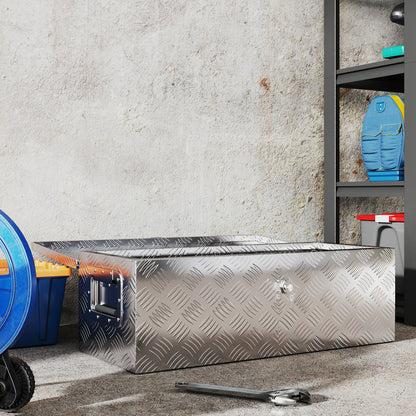 Tool Box 76 x 33 x 25 cm Toolbox Coupling Box Transport Box Aluminum Box Aluminum Case Aluminum Silver