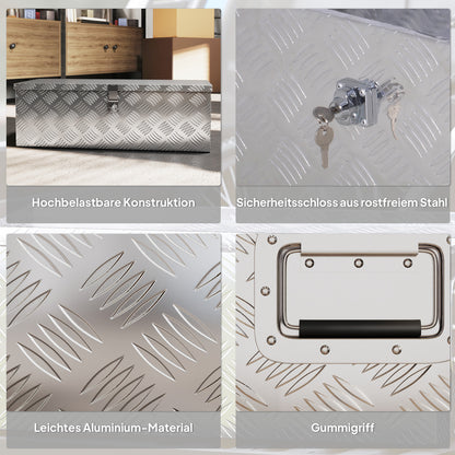 Tool Box 76 x 33 x 25 cm Toolbox Coupling Box Transport Box Aluminum Box Aluminum Case Aluminum Silver