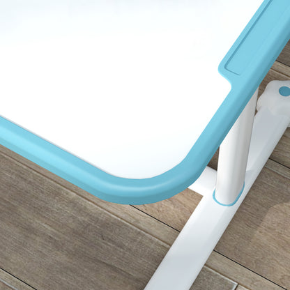 Set Desk and Chair for Kids 3-12 Years Adjustable in Height, School Desk with 45° Tiltable Top, Drawer, Shelf, Pencil Holder, and Reading Stand, in Steel and MDF, Blue