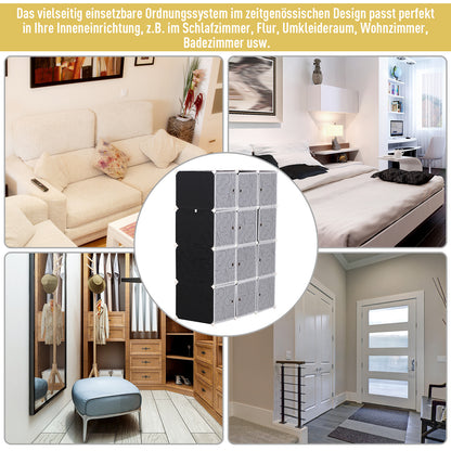 DIY Wardrobe Shelving System with 2 Large and 9 Small Cubes DIY Cube Storage, Shoe Rack, Bookshelf Toy Cabinet Black 111 x 47 x 145 cm