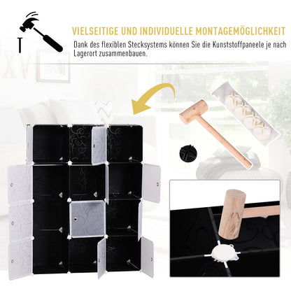 DIY Wardrobe Shelving System with 2 Large and 9 Small Cubes DIY Cube Storage, Shoe Rack, Bookshelf Toy Cabinet Black 111 x 47 x 145 cm