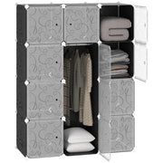 DIY Wardrobe Shelving System with 2 Large and 9 Small Cubes DIY Cube Storage, Shoe Rack, Bookshelf Toy Cabinet Black 111 x 47 x 145 cm