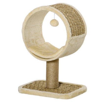 Small Cat Scratching Post Cat Tree for Single Cat Cat Play Post Cat Toy Climbing Tree Jute Khaki+Light Brown 40 x 30 x 56 cm
