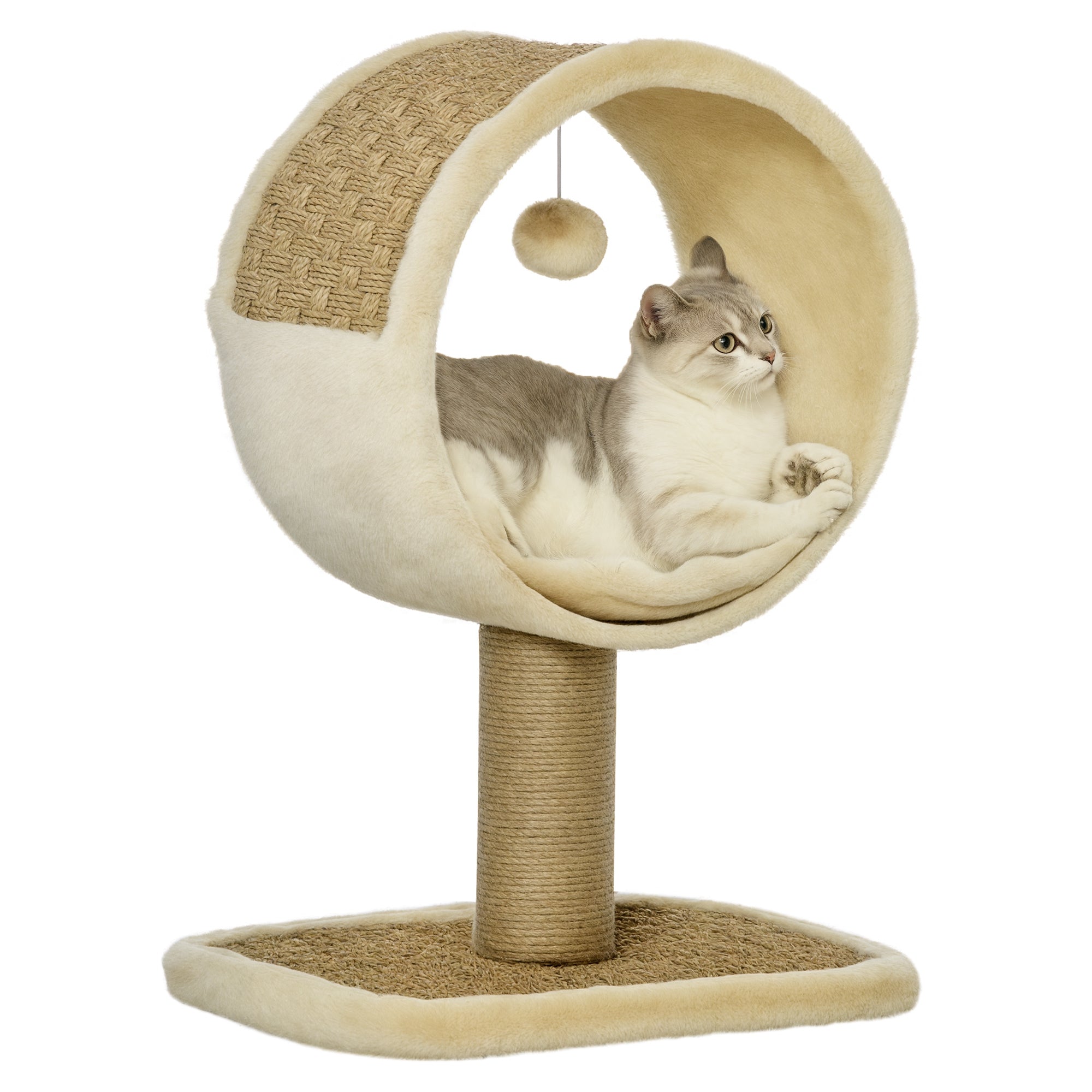 Small Cat Scratching Post Cat Tree for Single Cat Cat Play Post Cat Toy Climbing Tree Jute Khaki+Light Brown 40 x 30 x 56 cm
