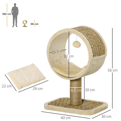 Small Cat Scratching Post Cat Tree for Single Cat Cat Play Post Cat Toy Climbing Tree Jute Khaki+Light Brown 40 x 30 x 56 cm