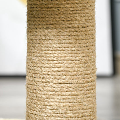Small Cat Scratching Post Cat Tree for Single Cat Cat Play Post Cat Toy Climbing Tree Jute Khaki+Light Brown 40 x 30 x 56 cm
