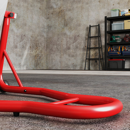 Motorcycle Stand Universal Portable Rear Steel Lift Type with 2 Forks and Wheels 80x50x40 cm Red
