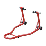 Motorcycle Stand Universal Portable Rear Steel Lift Type with 2 Forks and Wheels 80x50x40 cm Red