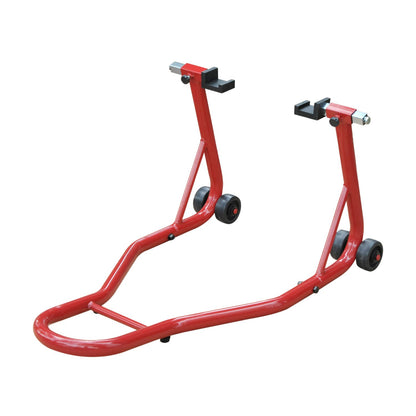 Motorcycle Stand Universal Portable Rear Steel Lift Type with 2 Forks and Wheels 80x50x40 cm Red