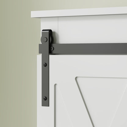 Over-The-Toilet Cabinet Over-Toilet Storage Cabinet with Barn-Style Sliding Door and 6 Compartments Rustic Bathroom Cabinet 67x25x172 cm White