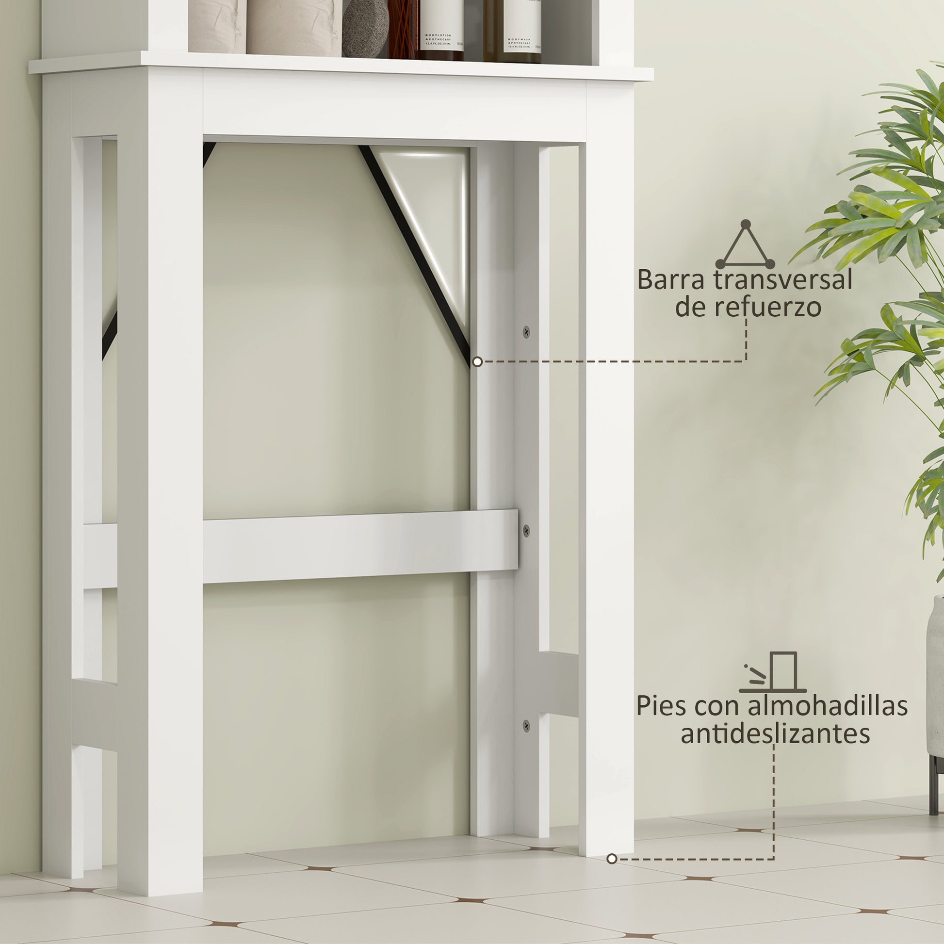 Over-The-Toilet Cabinet Over-Toilet Storage Cabinet with Barn-Style Sliding Door and 6 Compartments Rustic Bathroom Cabinet 67x25x172 cm White