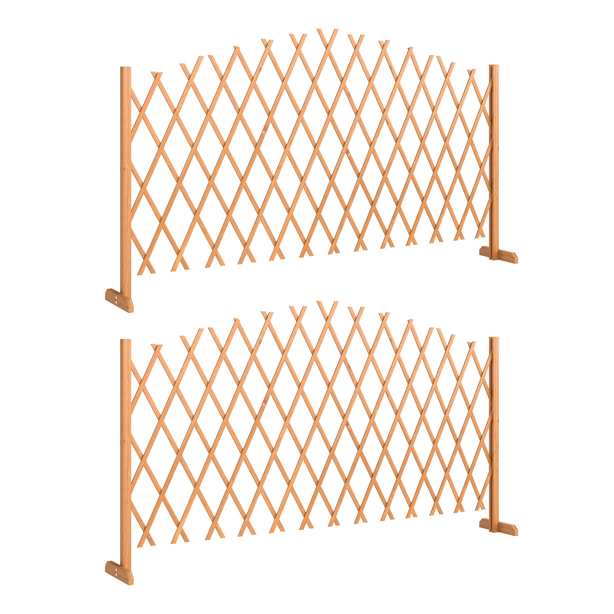 2-Piece Expandable Scissor Trellis with Feet, Freestanding Folding Garden Screen & Plant Support, Pine Wood, 71 x 12 x 40.6 in (180 x 30 x 103 cm) - Brown