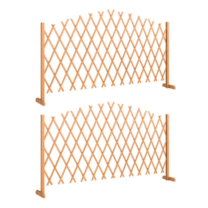 2-Piece Expandable Scissor Trellis with Feet, Freestanding Folding Garden Screen & Plant Support, Pine Wood, 71 x 12 x 40.6 in (180 x 30 x 103 cm) - Brown
