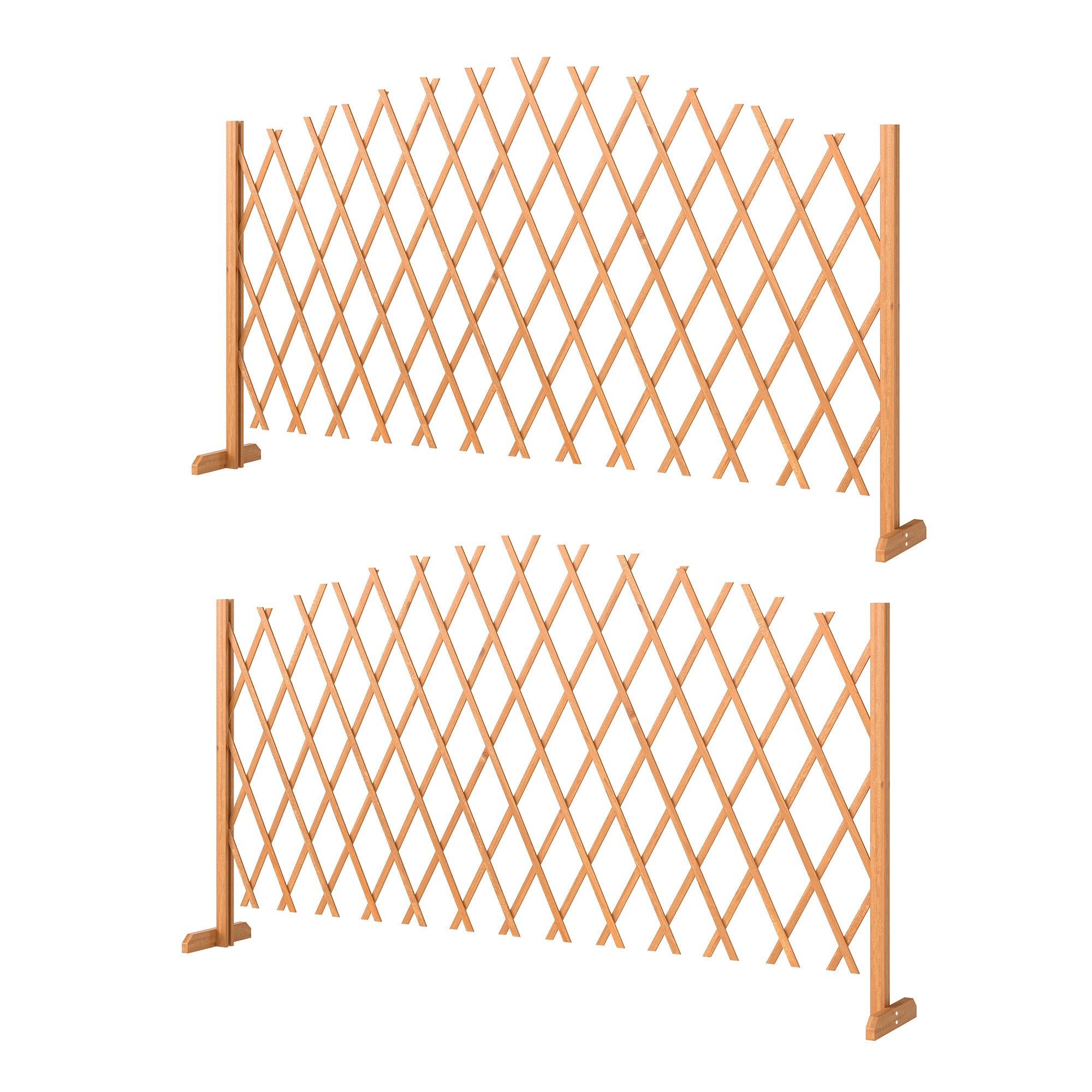 2-Piece Expandable Scissor Trellis with Feet, Freestanding Folding Garden Screen & Plant Support, Pine Wood, 71 x 12 x 40.6 in (180 x 30 x 103 cm) - Brown