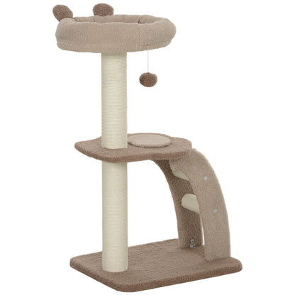 Cat Scratching Tree 88 cm Height Cat Tree Tower with Nest Platforms Hanging Ball Ladder and Sisal Post Brown