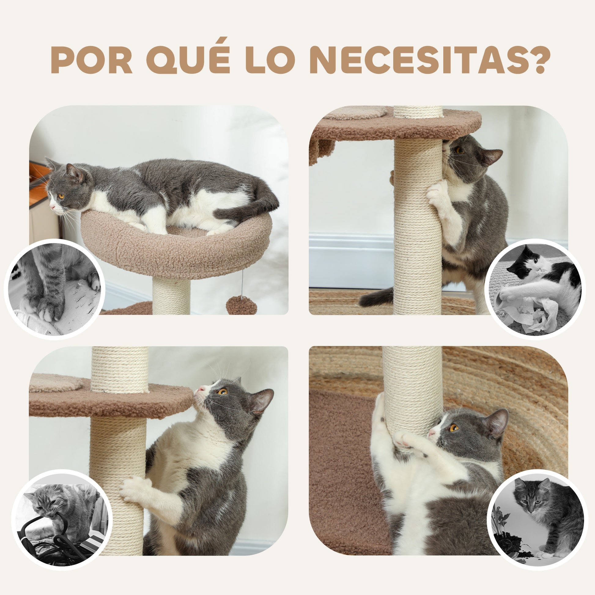 Cat Scratching Tree 88 cm Height Cat Tree Tower with Nest Platforms Hanging Ball Ladder and Sisal Post Brown