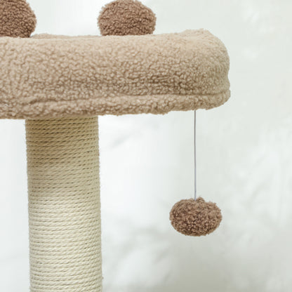 Cat Scratching Tree 88 cm Height Cat Tree Tower with Nest Platforms Hanging Ball Ladder and Sisal Post Brown