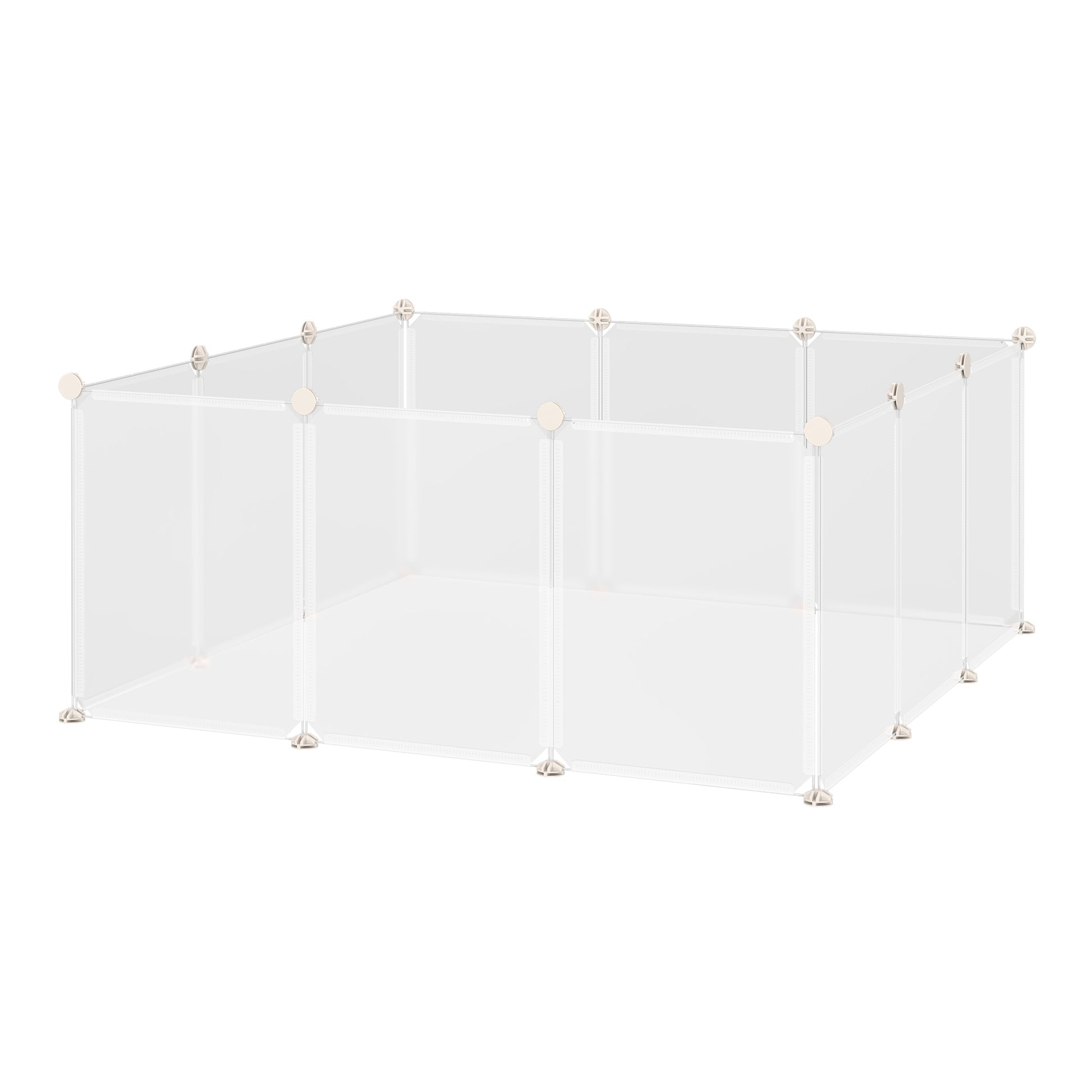 Freilaufgehege Laufgitter DIY Freigehege Gittergehege Absperrgitter Kleine Haustiere Laufstall für Innen 12 Platten White Metal PP Resin 105 x 105 x 45 cm