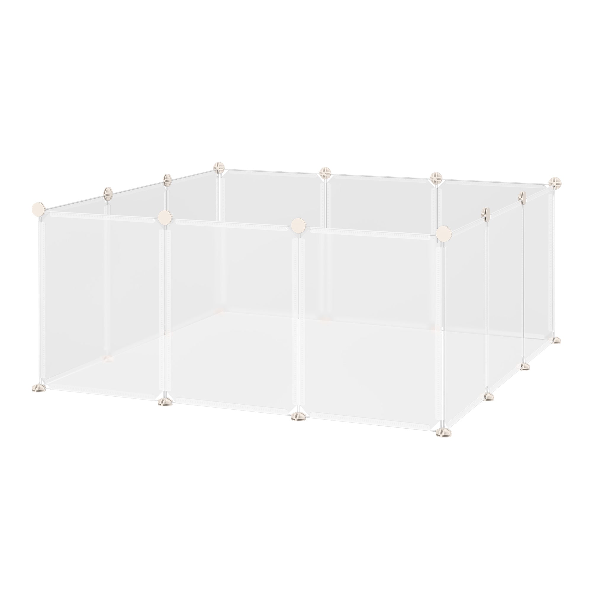 Freilaufgehege Laufgitter DIY Freigehege Gittergehege Absperrgitter Kleine Haustiere Laufstall für Innen 12 Platten White Metal PP Resin 105 x 105 x 45 cm