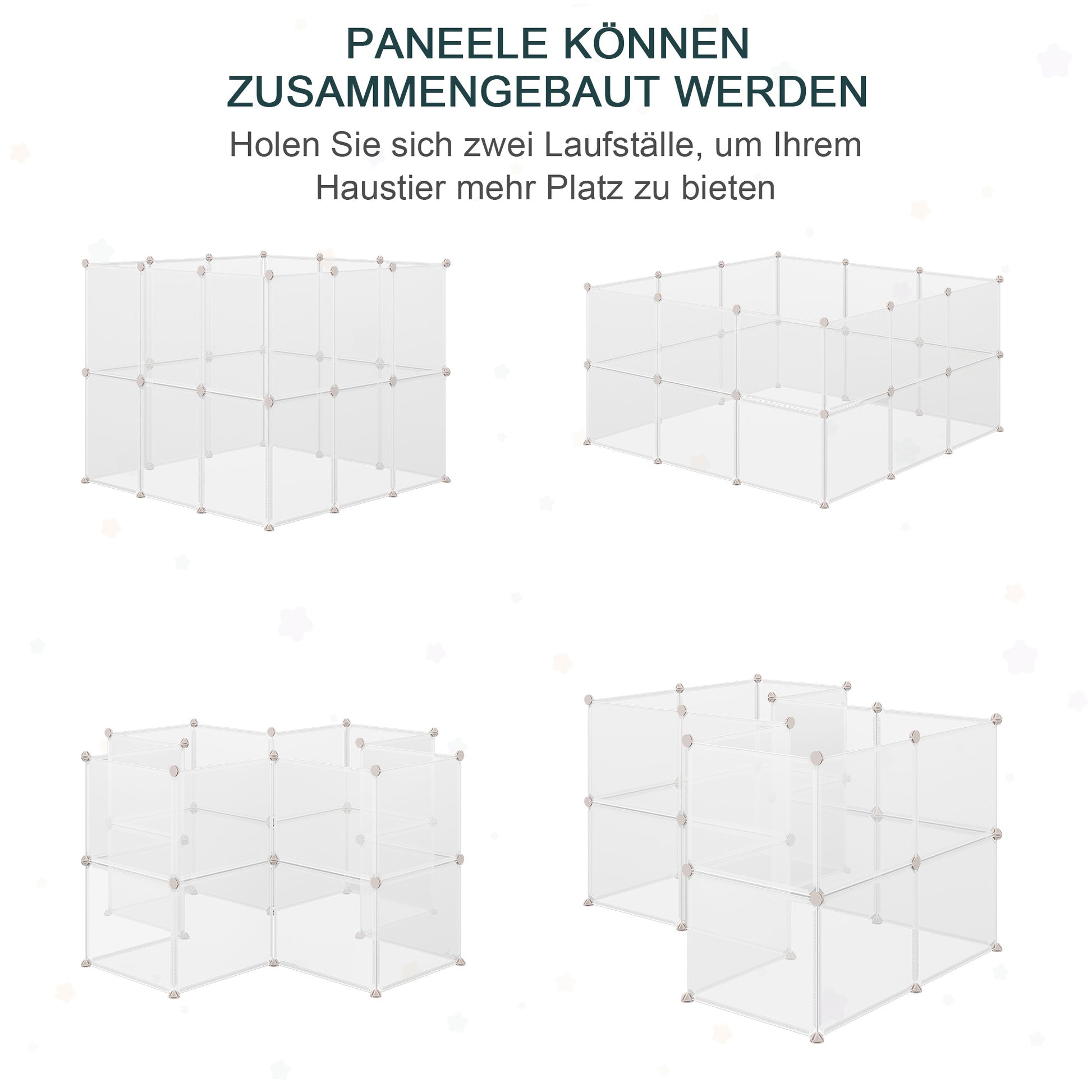 Freilaufgehege Laufgitter DIY Freigehege Gittergehege Absperrgitter Kleine Haustiere Laufstall für Innen 12 Platten White Metal PP Resin 105 x 105 x 45 cm