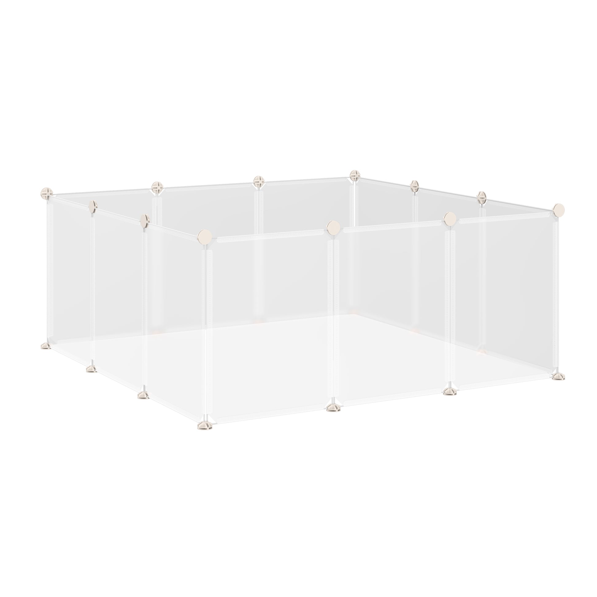 Freilaufgehege Laufgitter DIY Freigehege Gittergehege Absperrgitter Kleine Haustiere Laufstall für Innen 12 Platten White Metal PP Resin 105 x 105 x 45 cm