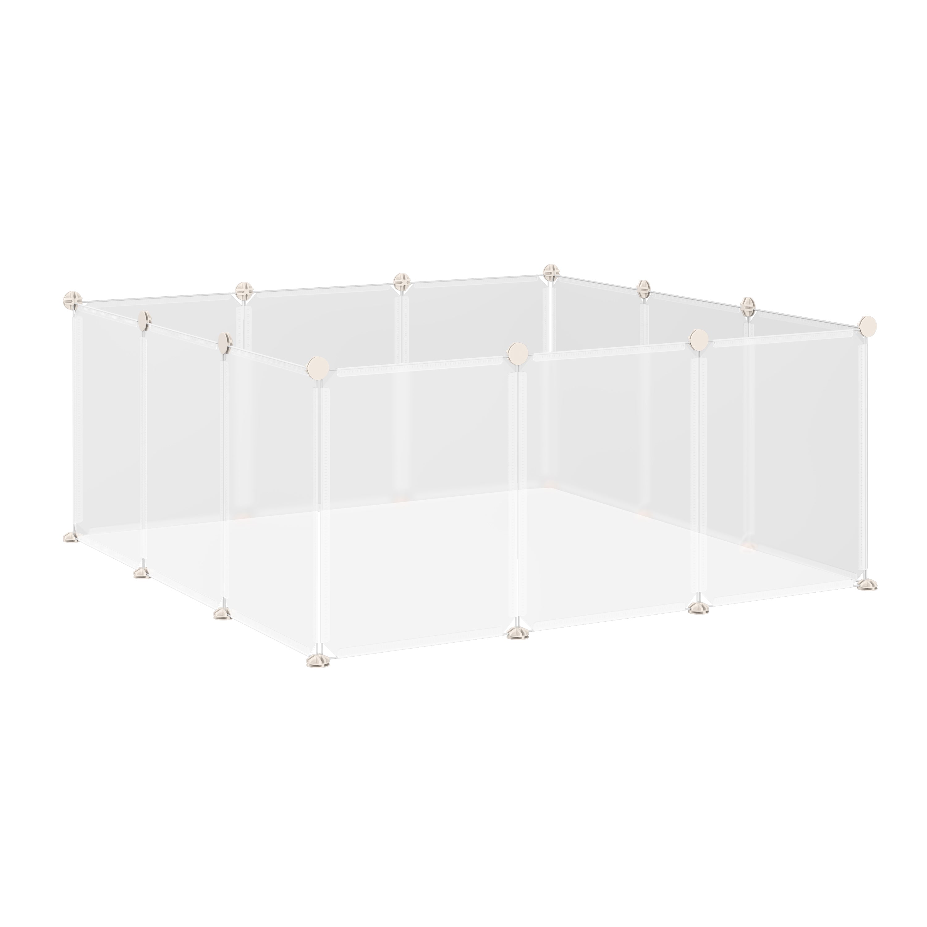 Freilaufgehege Laufgitter DIY Freigehege Gittergehege Absperrgitter Kleine Haustiere Laufstall für Innen 12 Platten White Metal PP Resin 105 x 105 x 45 cm