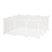 Freilaufgehege Laufgitter DIY Freigehege Gittergehege Absperrgitter Kleine Haustiere Laufstall für Innen 12 Platten White Metal PP Resin 105 x 105 x 45 cm