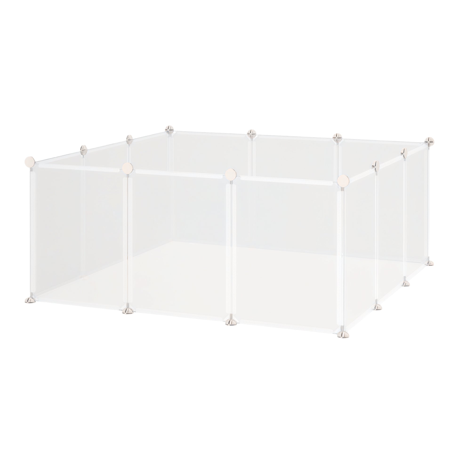 Freilaufgehege Laufgitter DIY Freigehege Gittergehege Absperrgitter Kleine Haustiere Laufstall für Innen 12 Platten White Metal PP Resin 105 x 105 x 45 cm