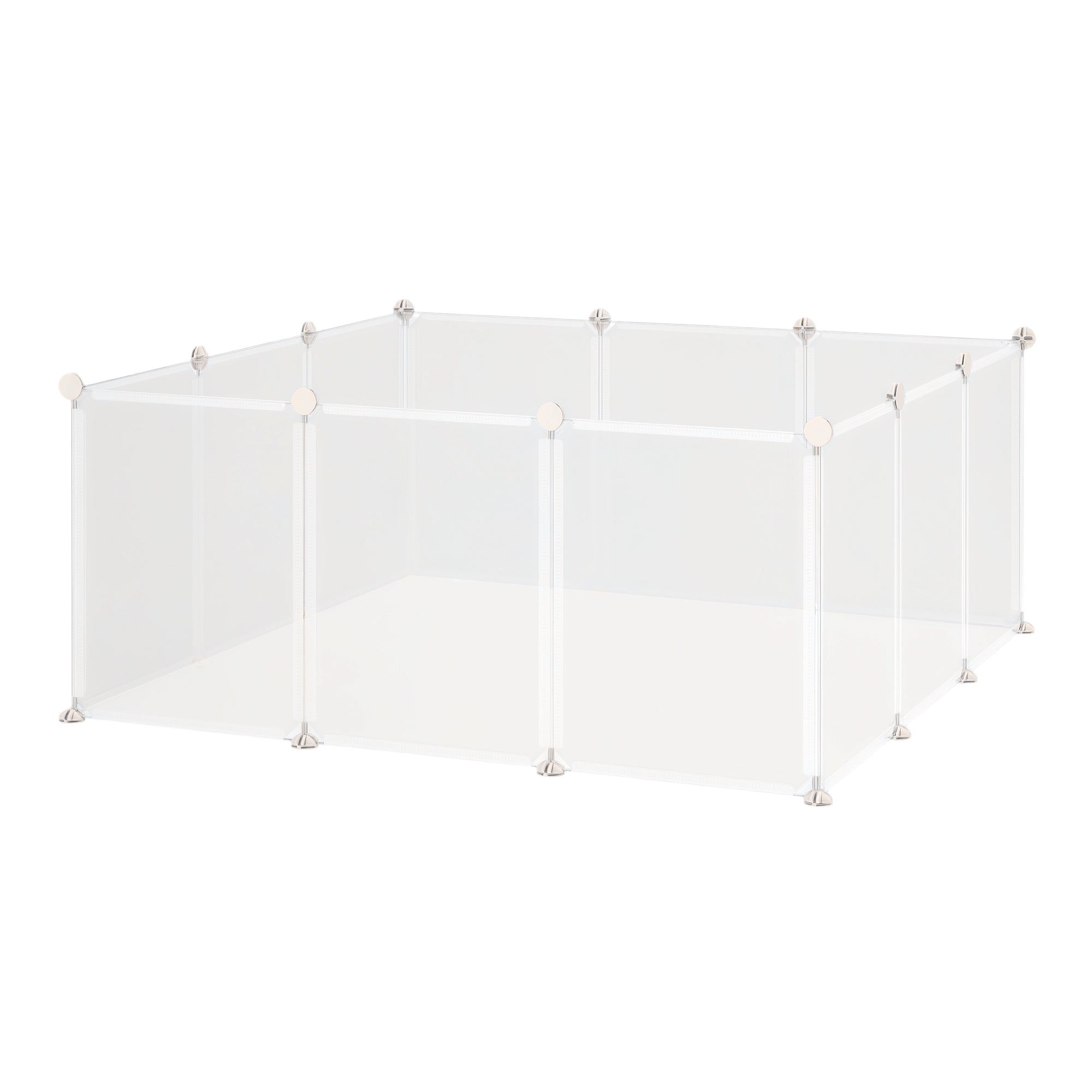 Freilaufgehege Laufgitter DIY Freigehege Gittergehege Absperrgitter Kleine Haustiere Laufstall für Innen 12 Platten White Metal PP Resin 105 x 105 x 45 cm