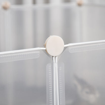 Freilaufgehege Laufgitter DIY Freigehege Gittergehege Absperrgitter Kleine Haustiere Laufstall für Innen 12 Platten White Metal PP Resin 105 x 105 x 45 cm