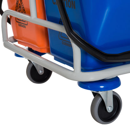 Professional Multipurpose Cleaning Trolley with 4 Buckets Wheels Canvas Bag 118 × 73 × 103cm