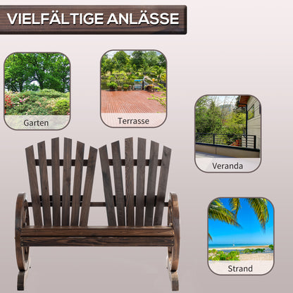 2-Seater Garden Bench Solid Wood, Bench with Armrest, Garden Furniture 250kg Capacity, Rustic Bench for Garden, Terrace, and Other Outdoor Areas, 108 x 66 x 95 cm, Dark Brown