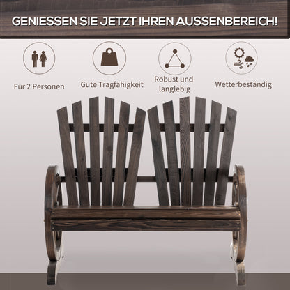 2-Seater Garden Bench Solid Wood, Bench with Armrest, Garden Furniture 250kg Capacity, Rustic Bench for Garden, Terrace, and Other Outdoor Areas, 108 x 66 x 95 cm, Dark Brown