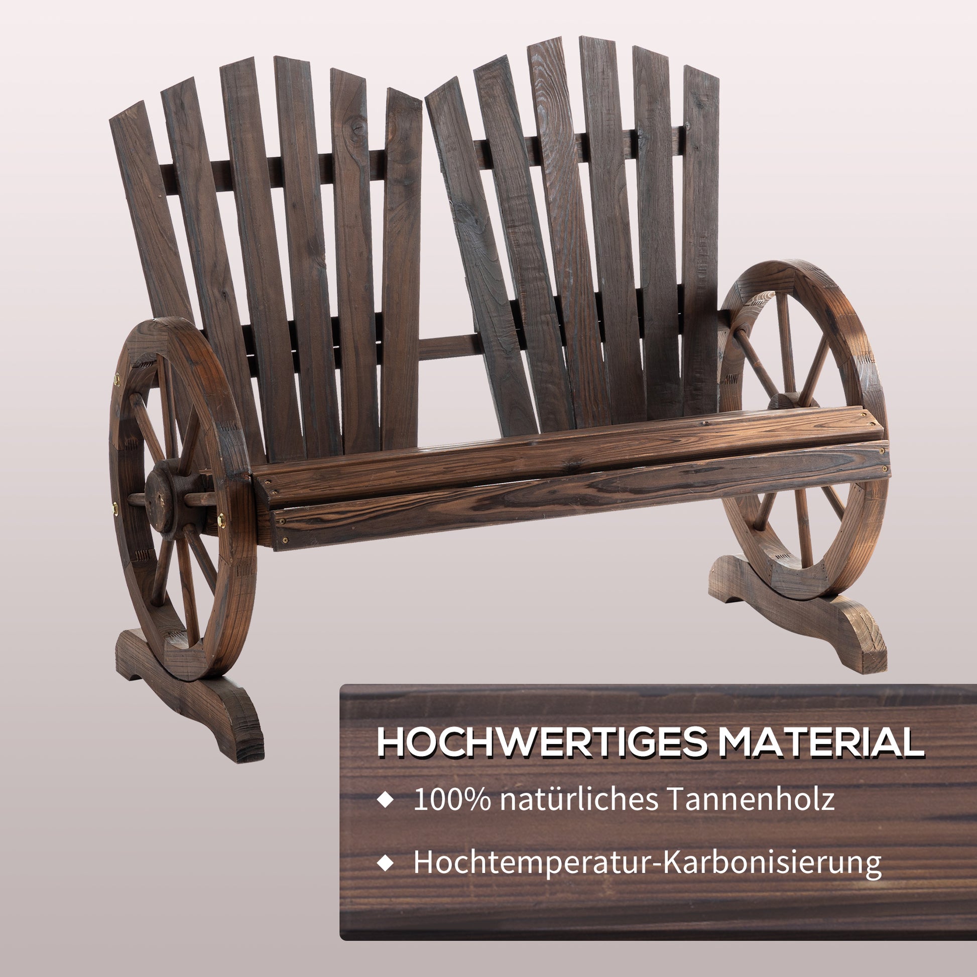 2-Seater Garden Bench Solid Wood, Bench with Armrest, Garden Furniture 250kg Capacity, Rustic Bench for Garden, Terrace, and Other Outdoor Areas, 108 x 66 x 95 cm, Dark Brown