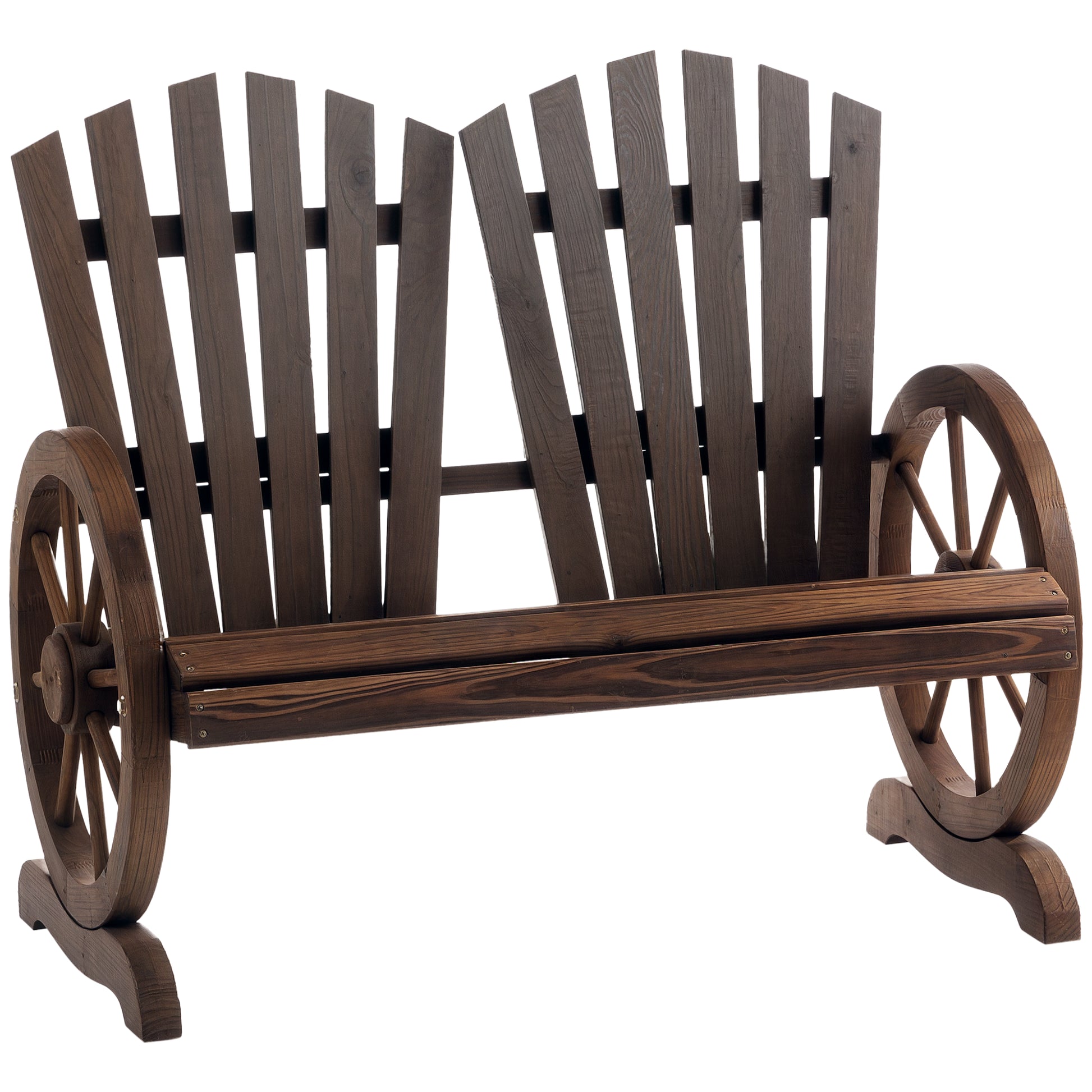 2-Seater Garden Bench Solid Wood, Bench with Armrest, Garden Furniture 250kg Capacity, Rustic Bench for Garden, Terrace, and Other Outdoor Areas, 108 x 66 x 95 cm, Dark Brown