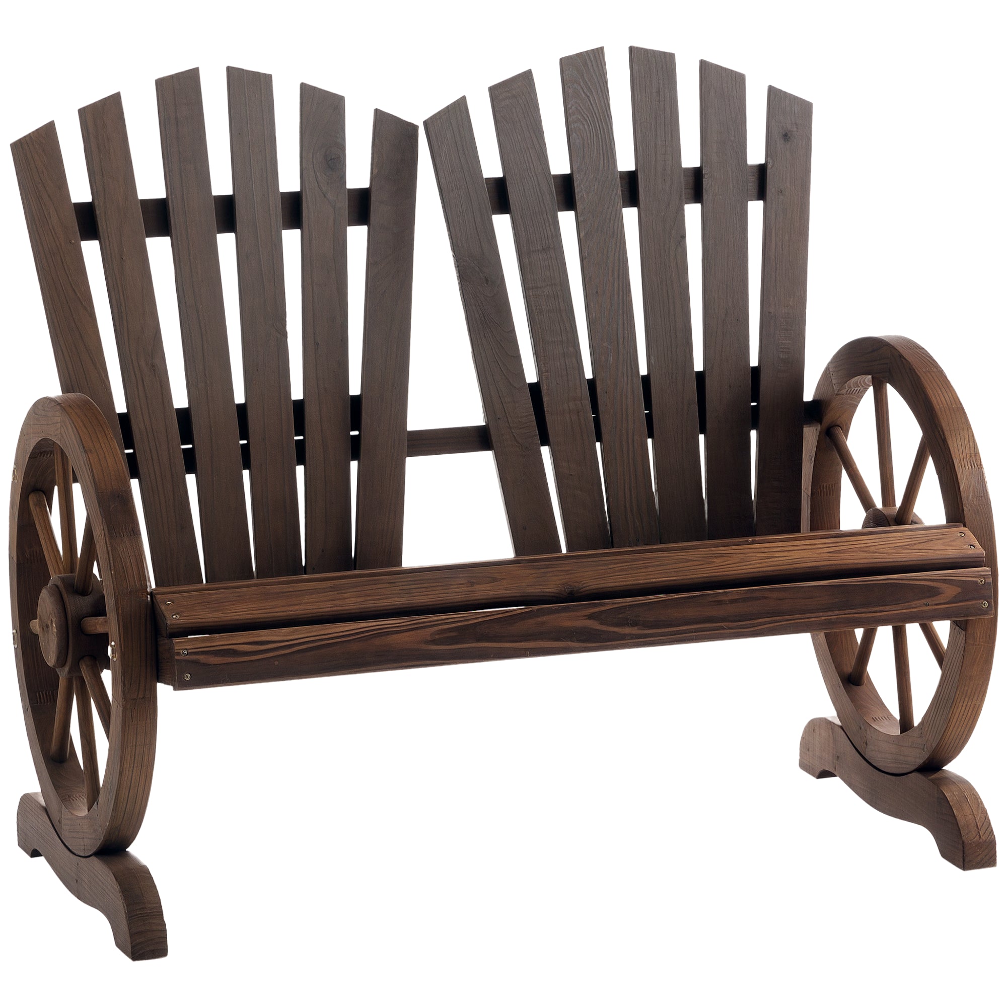 2-Seater Garden Bench Solid Wood, Bench with Armrest, Garden Furniture 250kg Capacity, Rustic Bench for Garden, Terrace, and Other Outdoor Areas, 108 x 66 x 95 cm, Dark Brown