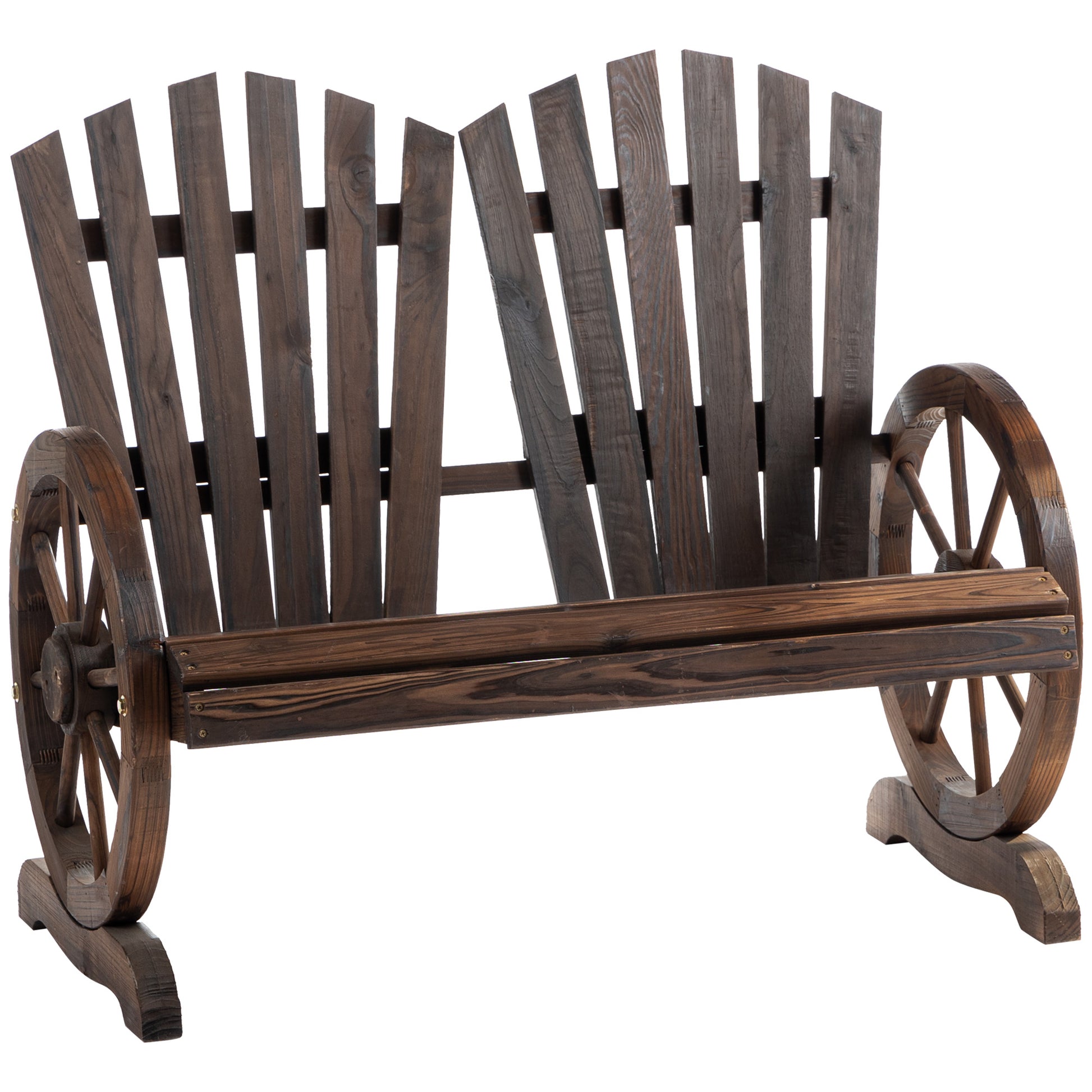 2-Seater Garden Bench Solid Wood, Bench with Armrest, Garden Furniture 250kg Capacity, Rustic Bench for Garden, Terrace, and Other Outdoor Areas, 108 x 66 x 95 cm, Dark Brown
