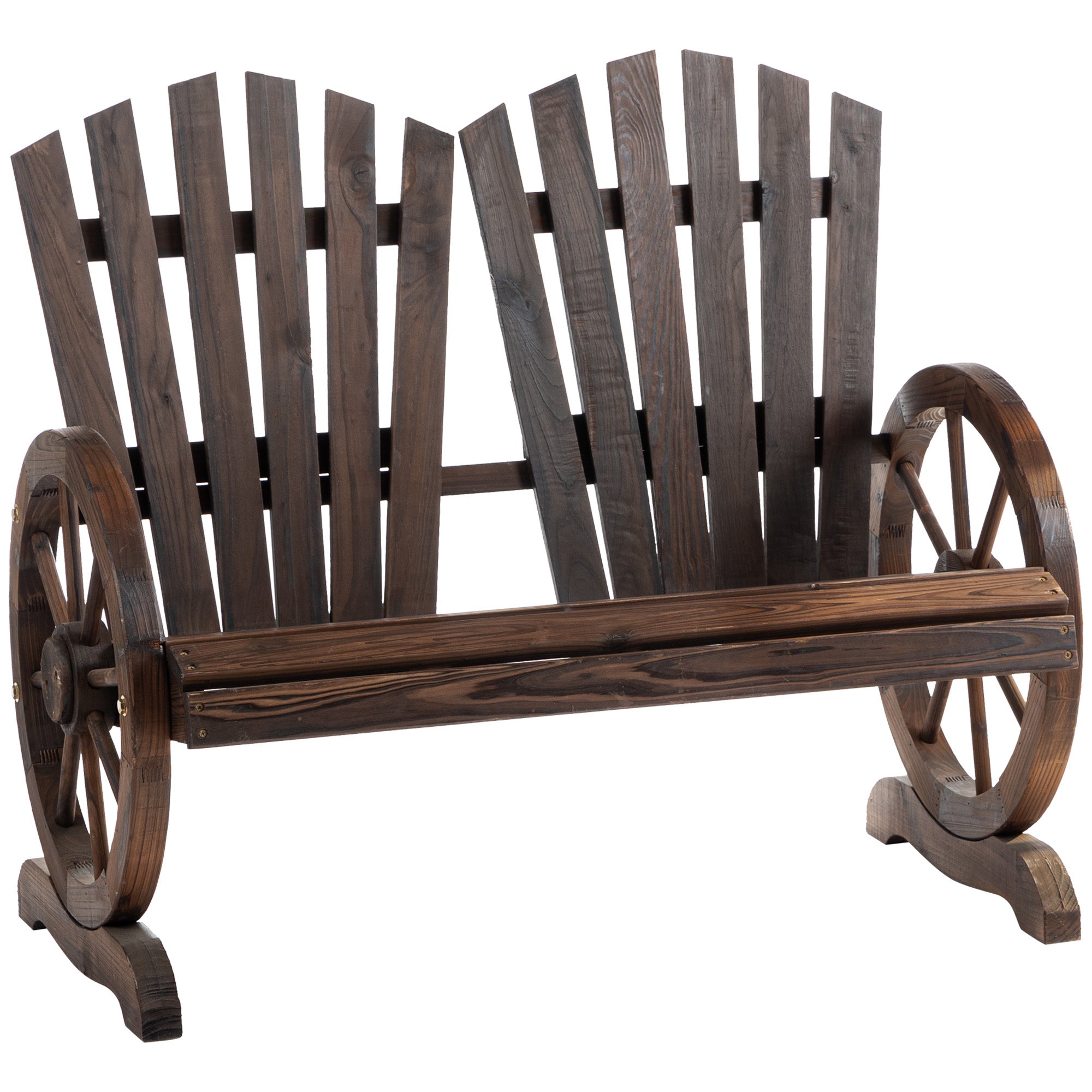 2-Seater Garden Bench Solid Wood, Bench with Armrest, Garden Furniture 250kg Capacity, Rustic Bench for Garden, Terrace, and Other Outdoor Areas, 108 x 66 x 95 cm, Dark Brown